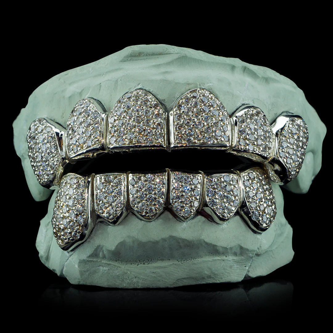 SOLID GOLD NATURAL DIAMOND ZIGZAG SETTING GRILLZ