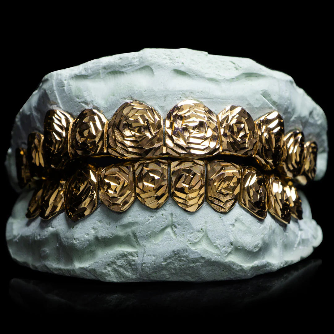 SOLID GOLD ROSE CUT GRILLZ