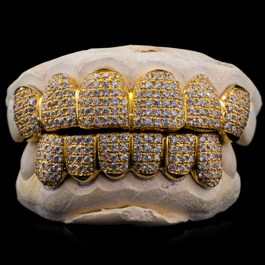 SOLID GOLD NATURAL DIAMOND GRILLZ