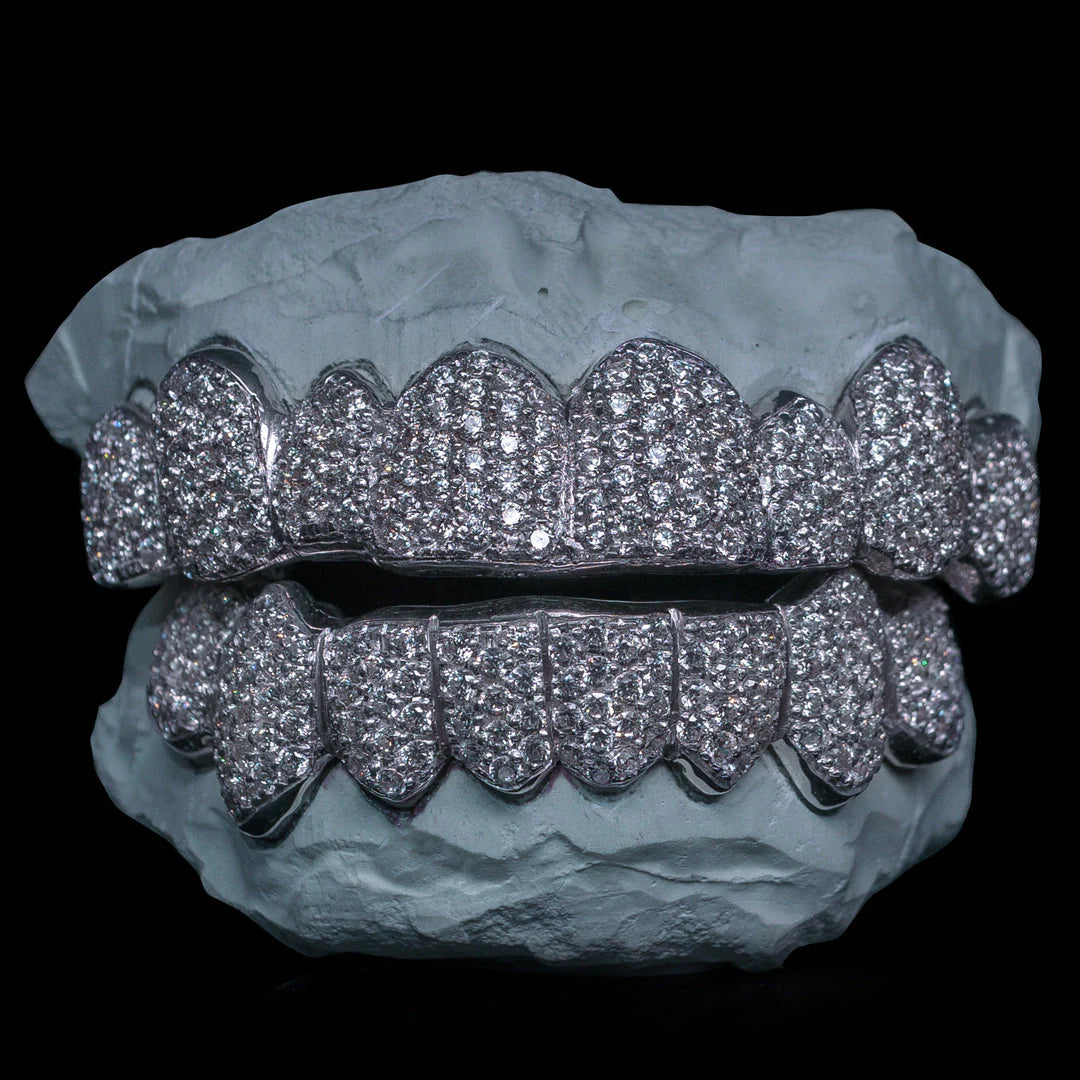 FULLY ICED VVS MOISSANITE GRILLZ (ZIG ZAG SETTING)